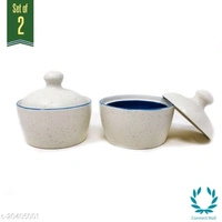 Handcrafted White Blue Marble Ceramic Butter Pot with Lid - Butter Pot